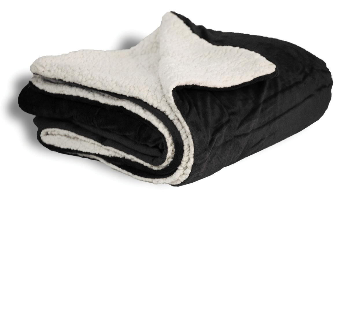EMBROIDERED Black 50x60 Micro Mink Sherpa Blanket