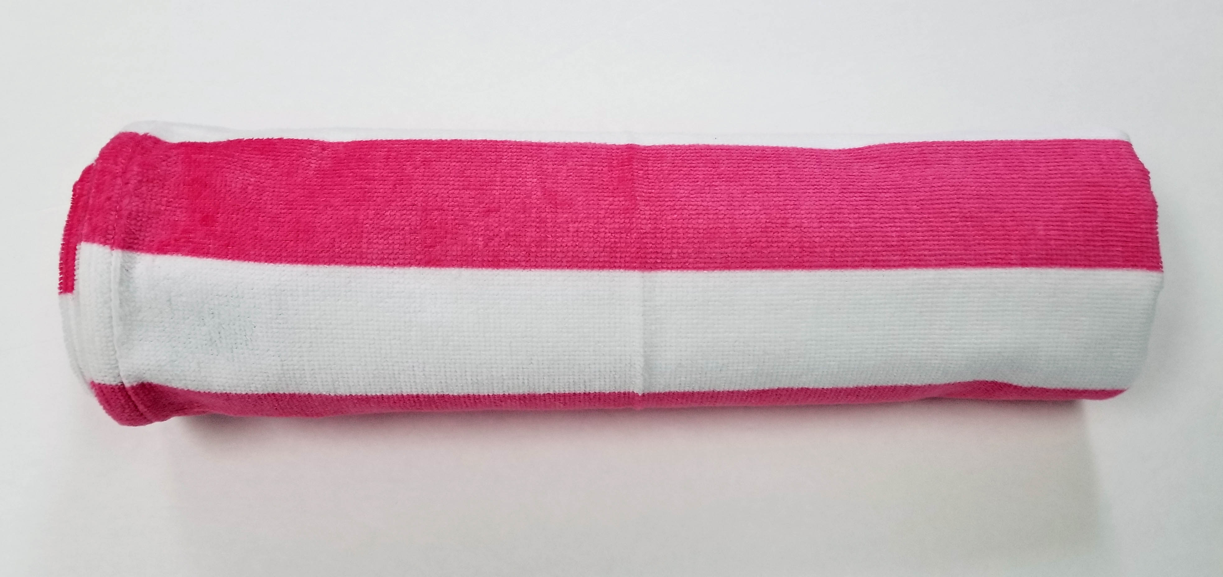 EMBROIDERED 30x60 Pink Cabana Striped Beach Towel Bahia Collection by Dolhler.