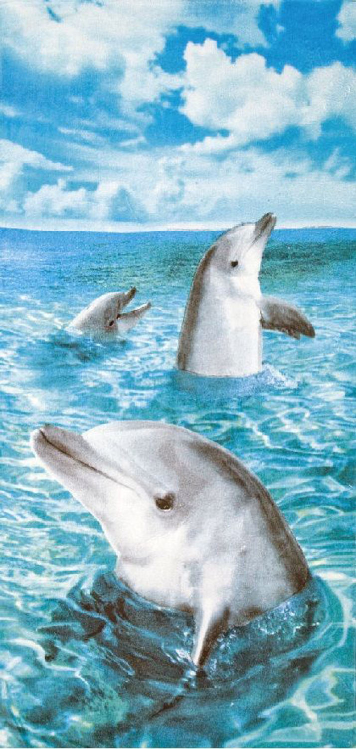 30x60 Dolphins at Sea Fiber Reactive Beach Towel.