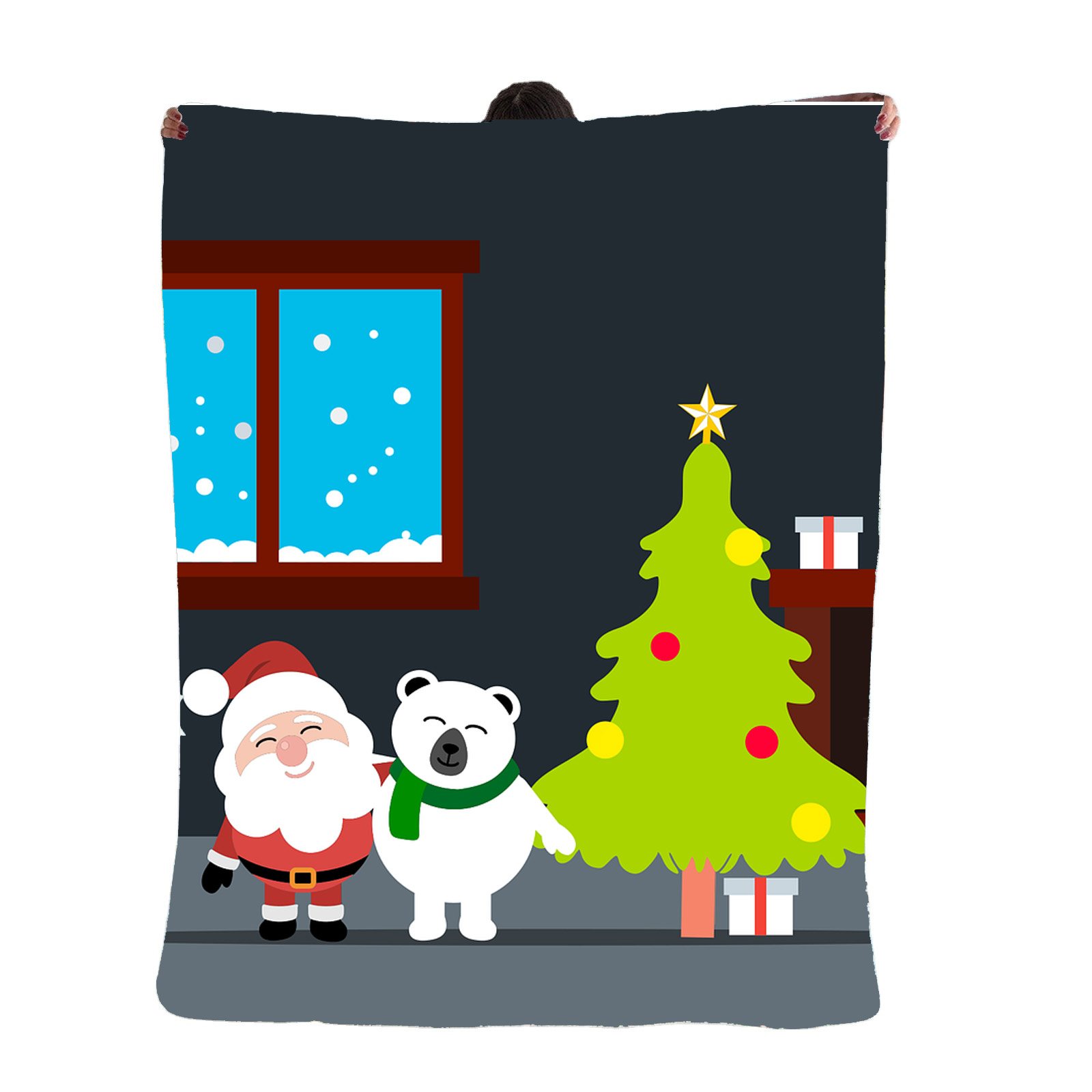 🎅🎅🐻‍❄️ Christmas Santa tree and bear- 30x60 beach towel  , 50x60 Blanket .. FREE SHIPPING