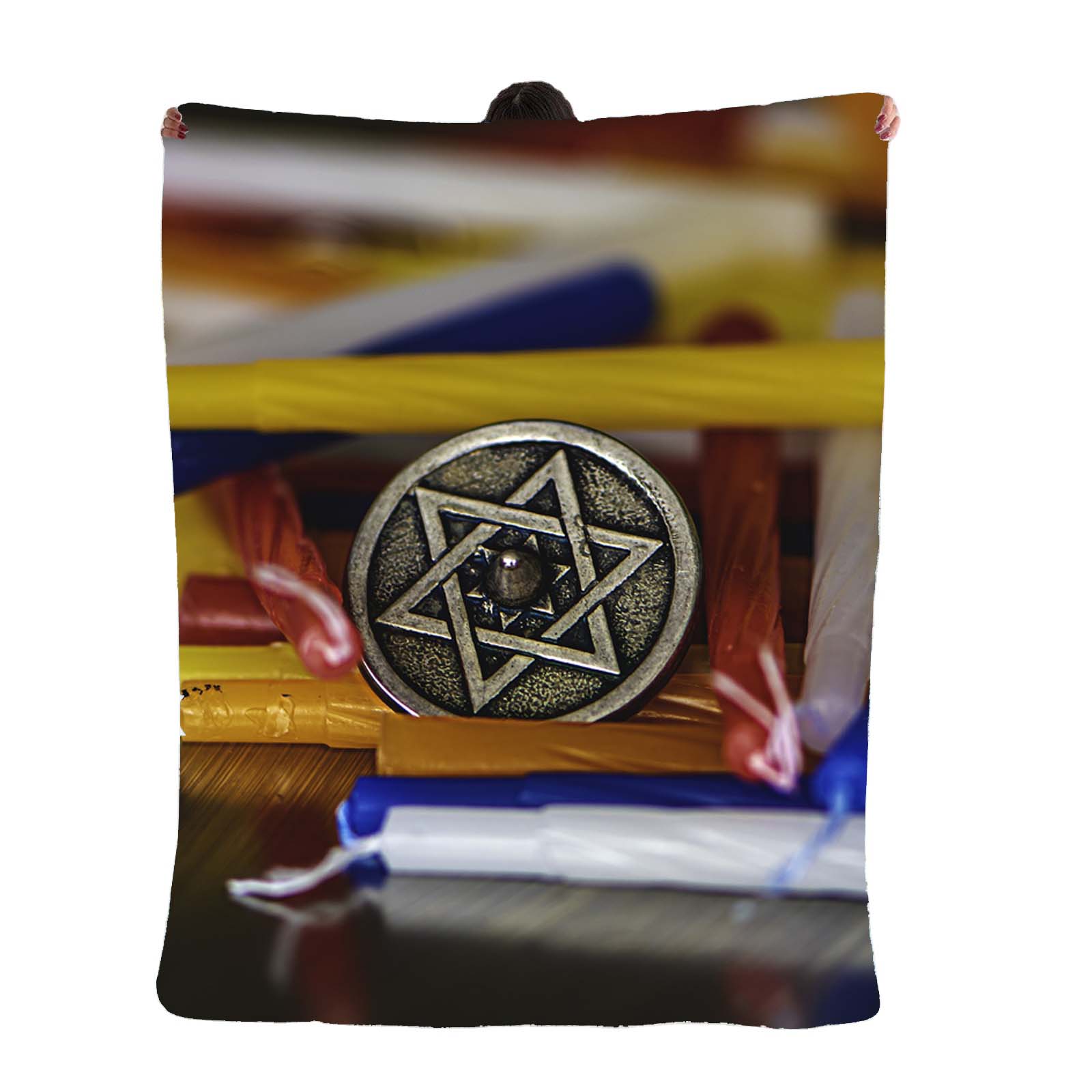 🔯🕎 Candles and star of david - 30x60 beach towel  , 50x60 Blanket .. FREE SHIPPING