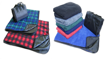 EMBROIDERED Water Proof Fleece Picnic Blanket - Plaids and solids